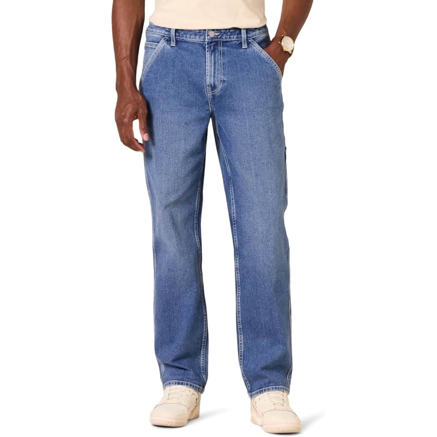Amazon Essentials Men's Low Stretch Relaxed-Fit Workwear Carpenter Jeans: $14 Amazon Essentials Men's Low Stretch Relaxed-Fit Workwear Carpenter Jeans: $14