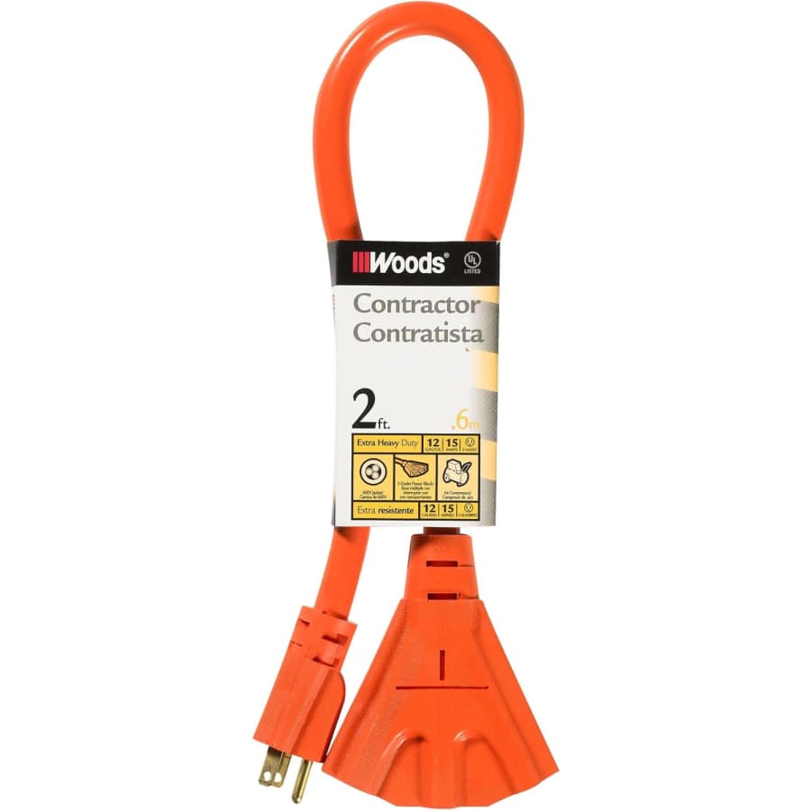 Woods 2-ft. 12/3 SJTW 3-Outlet Outdoor Heavy-Duty Adapter Extension Cord: $9 Woods 2-ft. 12/3 SJTW 3-Outlet Outdoor Heavy-Duty Adapter Extension Cord: $9