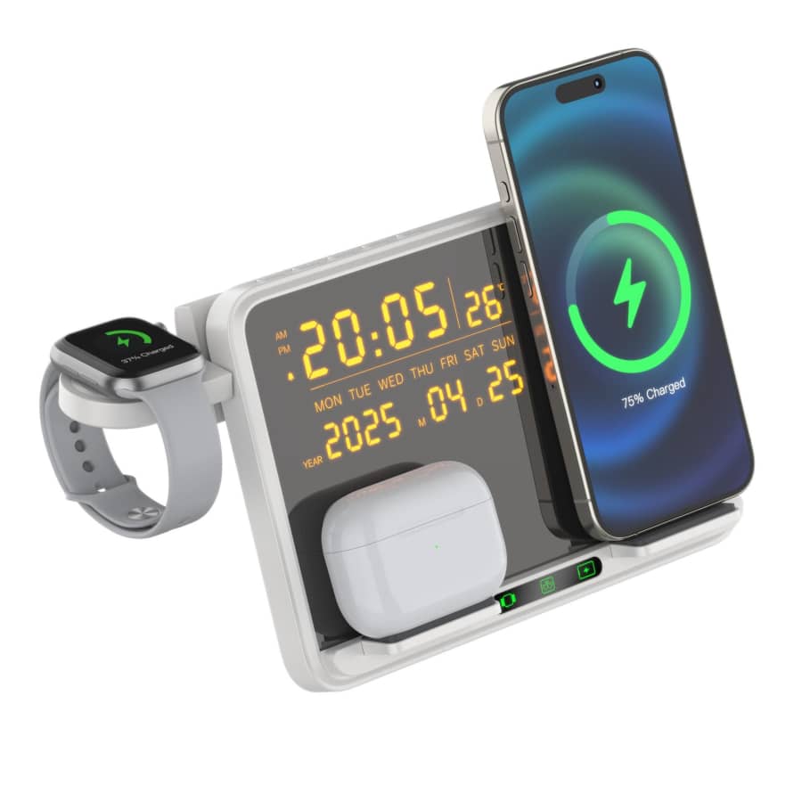 4-in-1 Folding Wireless Charger / Alarm Clock: $9.50