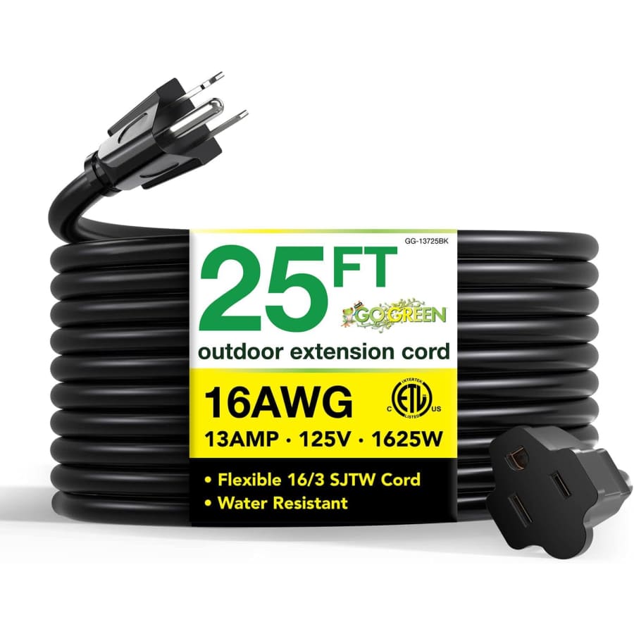 Go Green Power 16/3 25-Foot Black Outdoor Extension Cord: $8.01 Go Green Power 16/3 25-Foot Black Outdoor Extension Cord: $8.01