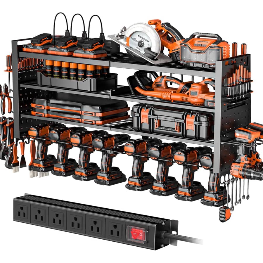 Heavy Duty Power Tool Organizer with Charging Station: $48