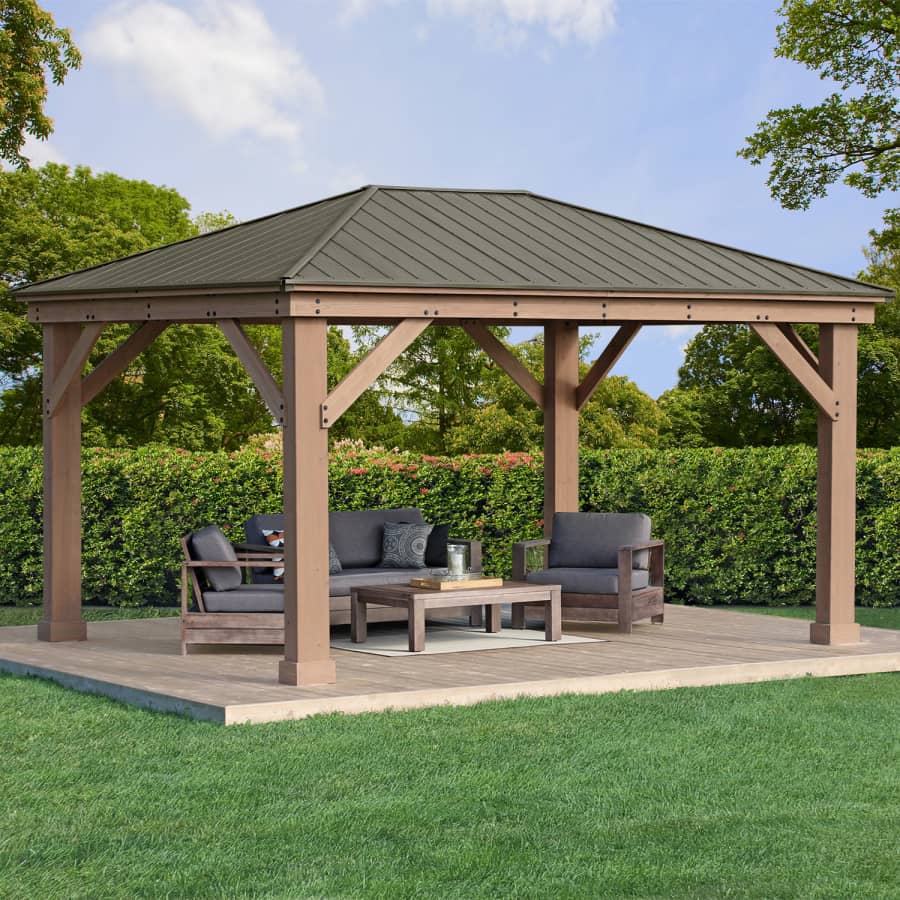 Yardistry 12 x 16-Foot Gazebo with Aluminum Roof: $2,300 for members Yardistry 12 x 16-Foot Gazebo with Aluminum Roof: $2,300 for members