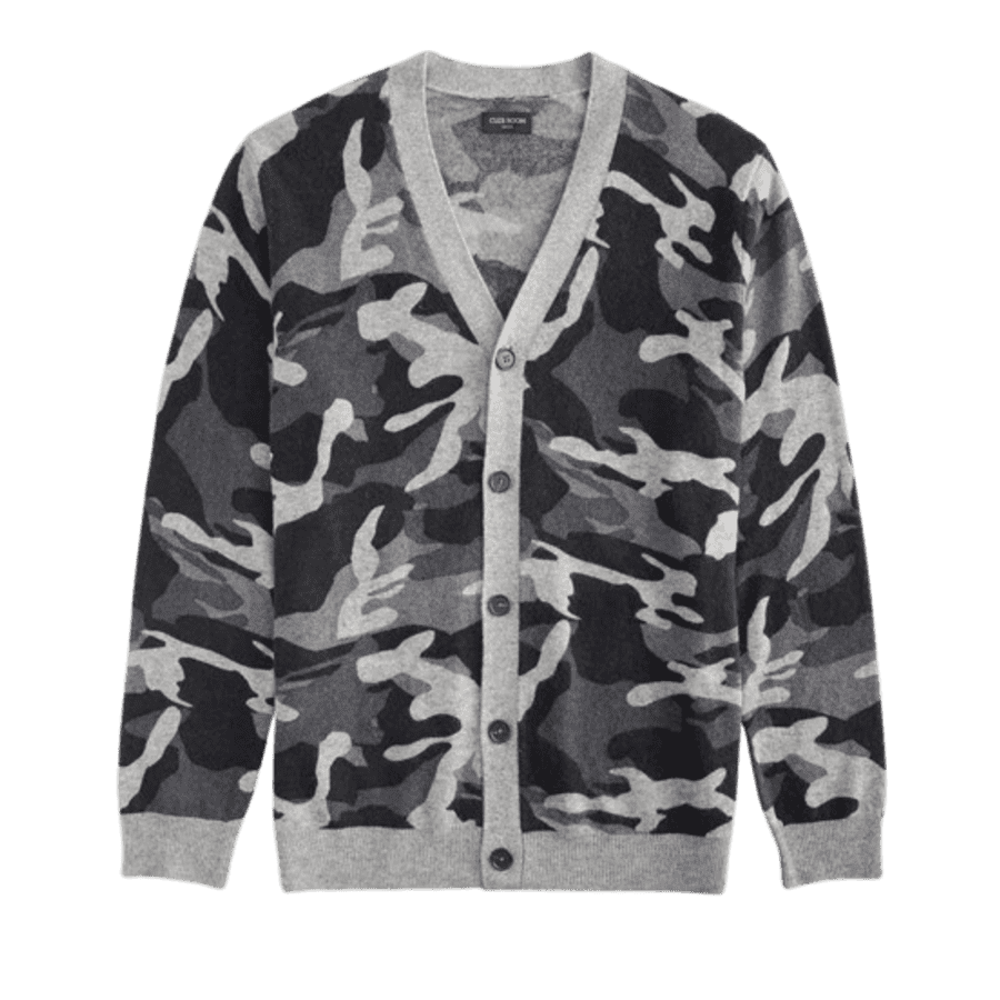 Club Room Men's 100% Cashmere Camo-Print V-Neck Cardigan: $39.86