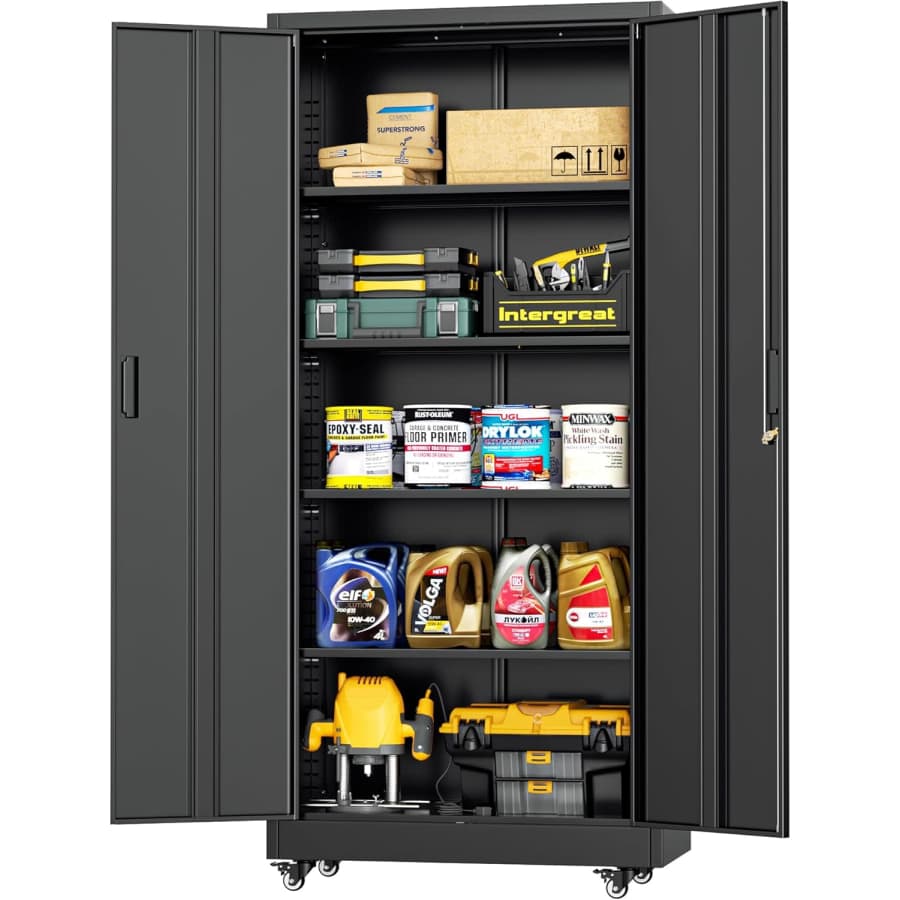 InterGreat 73" x 32" 5-Tier Metal Storage Cabinet w/ Wheels: $116.53