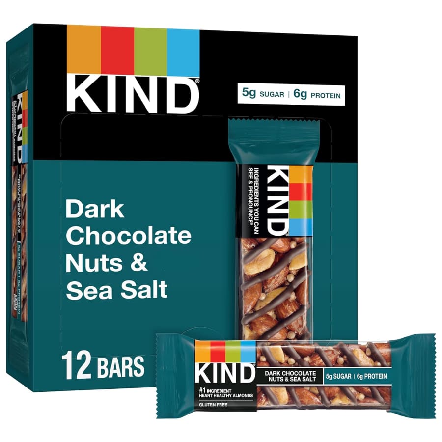 KIND Bars Dark Chocolate Nuts and Sea Salt 12-Count: $12 KIND Bars Dark Chocolate Nuts and Sea Salt 12-Count: $12