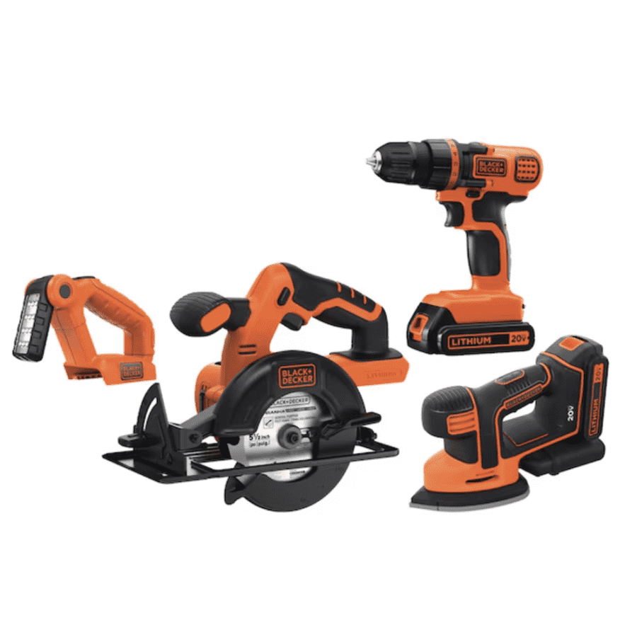 Black+Decker 20V Max. 4-Tool Power Tool Combo Kit: $50