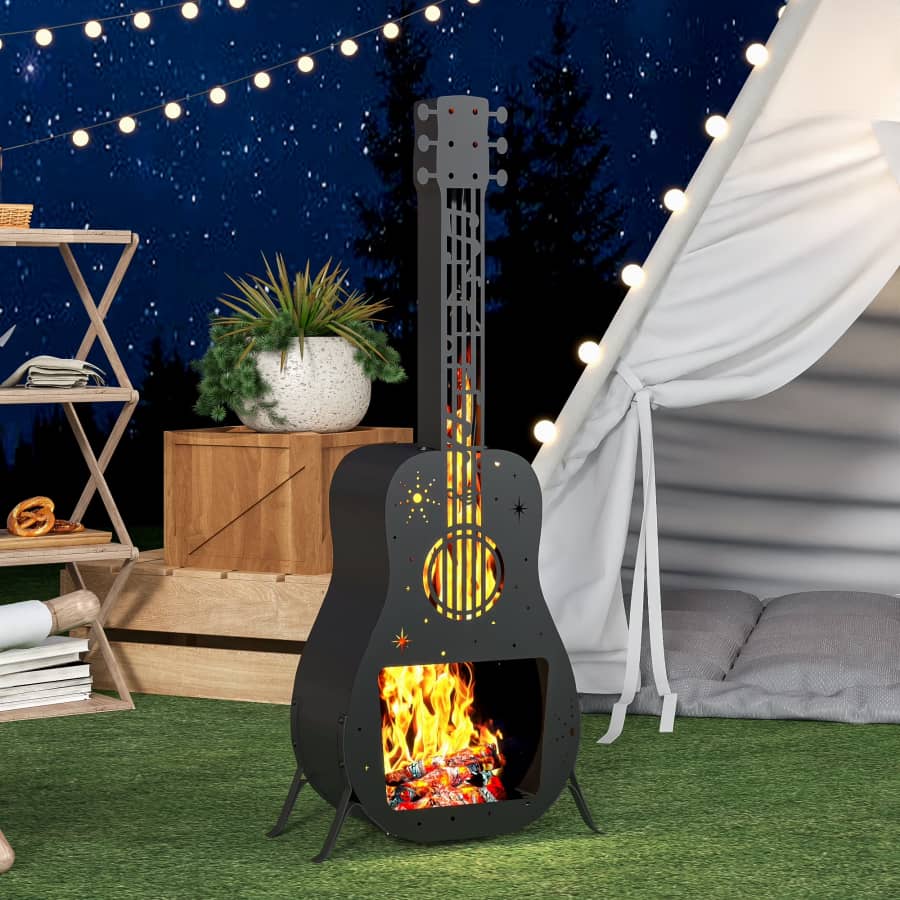Guitar-Shaped Outdoor Chiminea: $106.99