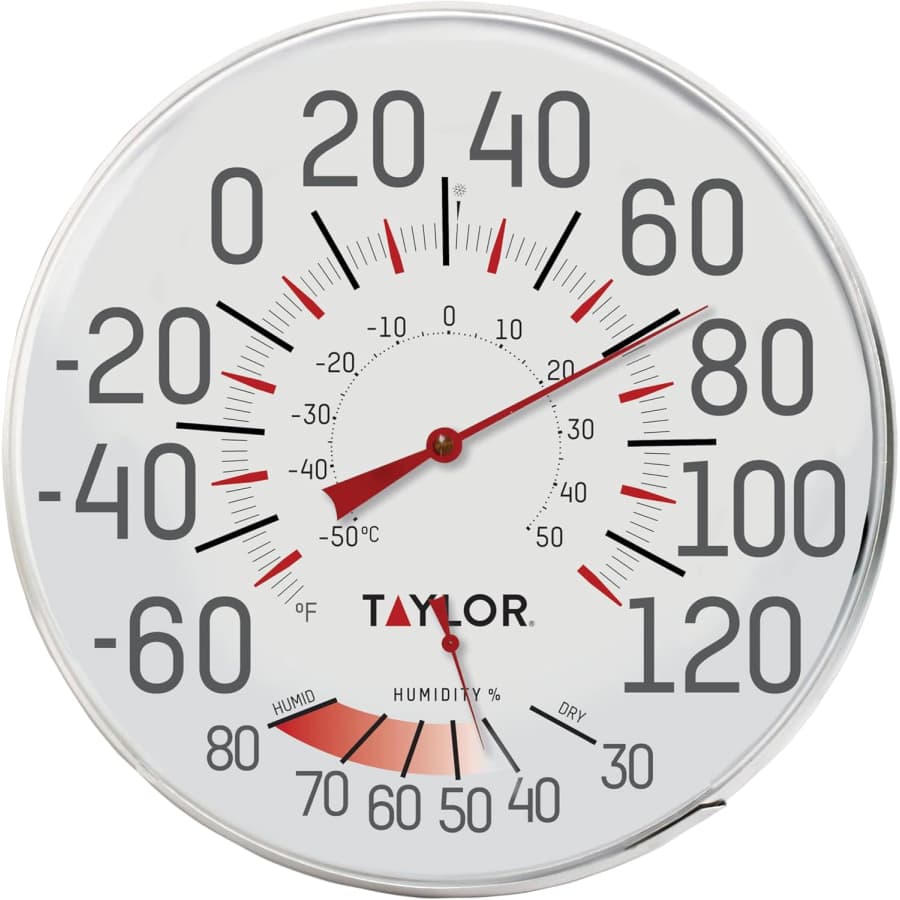 Taylor 12" Metal Wall Thermometer and Hygrometer: $18