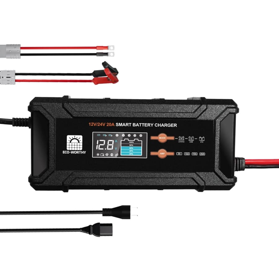 Eco-Worthy 12V/24V 20A Lithium LifePO4 Smart Battery Charger & Maintainer: $41