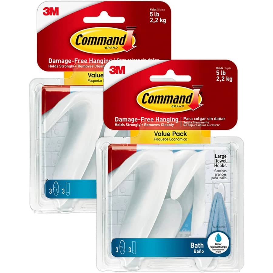 3M Command Bath 3-Count Wall Hook 2-Pack: $7.01 w/ Prime