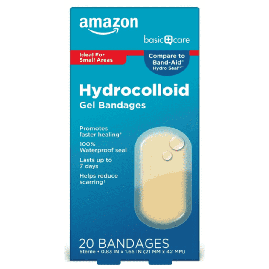Amazon Basic Care 20-Count Advanced Fast Healing Hydrocolloid Gel Bandages: $8.55