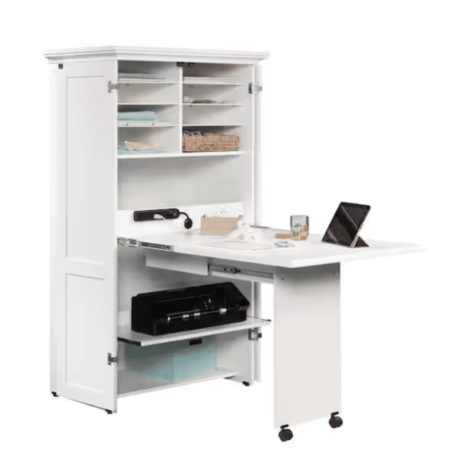 Sauder 35" x 61" Storage Craft Armoire with Drop Leaf Work Surface: 411.20