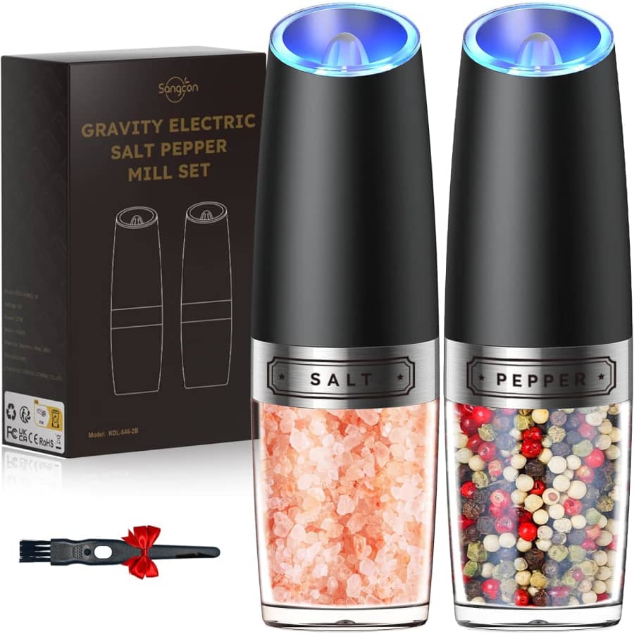 Sangcon Gravity Electric Salt and Pepper Grinder Set: $10