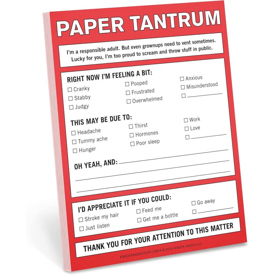 Knock Knock Paper Tantrum Note Pad: $6