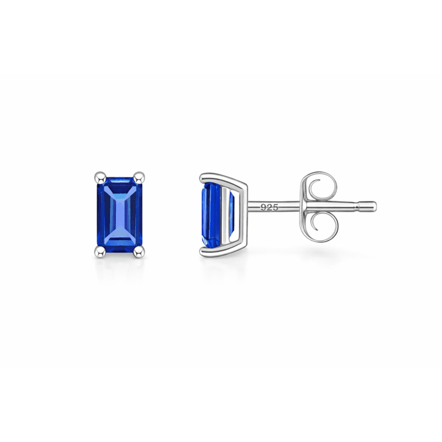 Emerald Cut Tanzanite 925 Sterling Silver Stud Earrings: $15