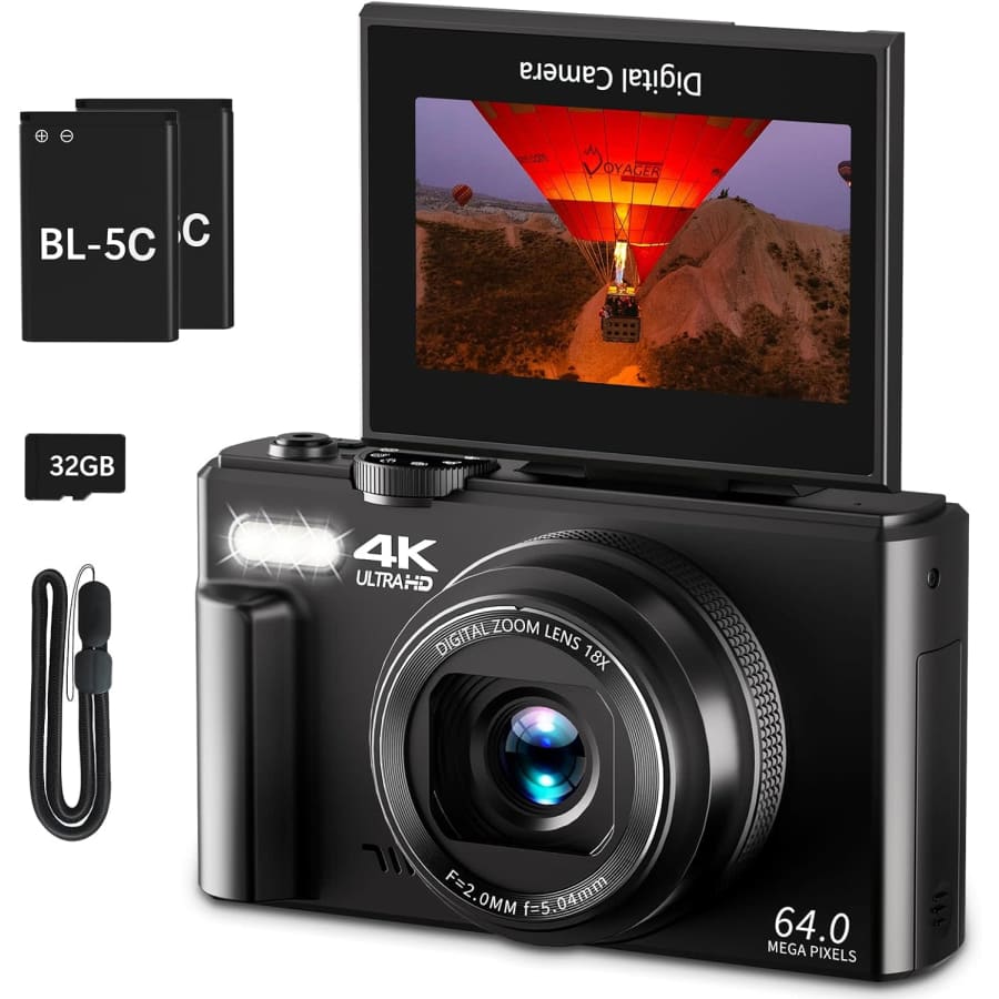 Vjianger 4K 64MP Vlogging Camera with Flip Screen and Zoom: $59.99 Vjianger 4K 64MP Vlogging Camera with Flip Screen and Zoom: $59.99