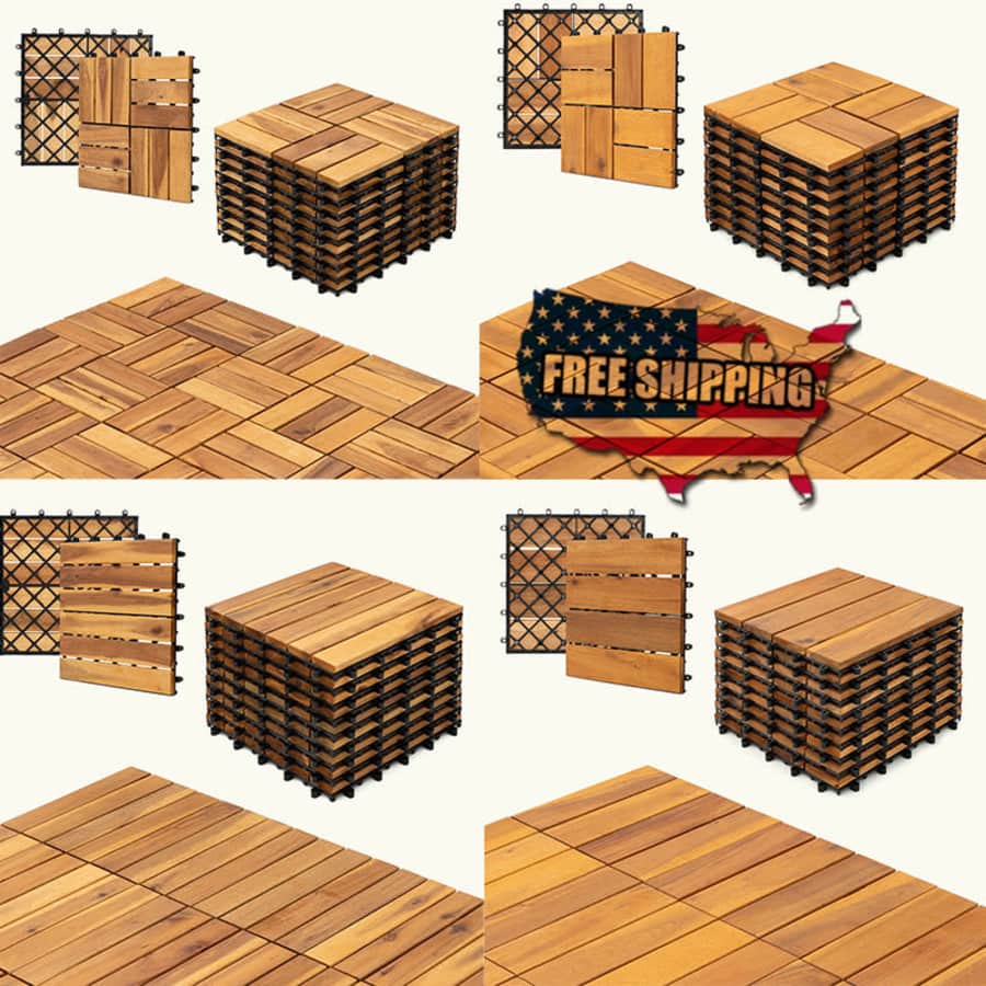 12" x 12" Hardwood Interlocking Patio Deck Tiles 27-Pack: $72.90