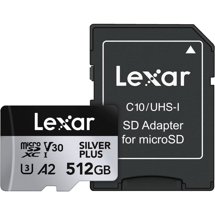 Lexar Professional Silver 512GB Micro SD Card w/ Adapter: $40 Lexar Professional Silver 512GB Micro SD Card w/ Adapter: $40