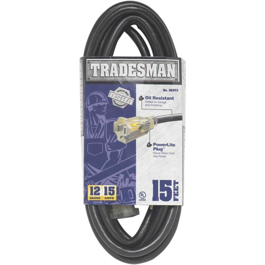 Woods Heavy Duty 12/3-Gauge 15ft Extension Cord: $15
