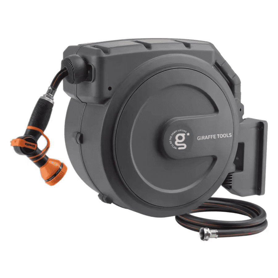 Giraffe Tools 5/8" x 90-Foot Wall Mounted Garden Hose Reel: $83 Giraffe Tools 5/8" x 90-Foot Wall Mounted Garden Hose Reel: $83