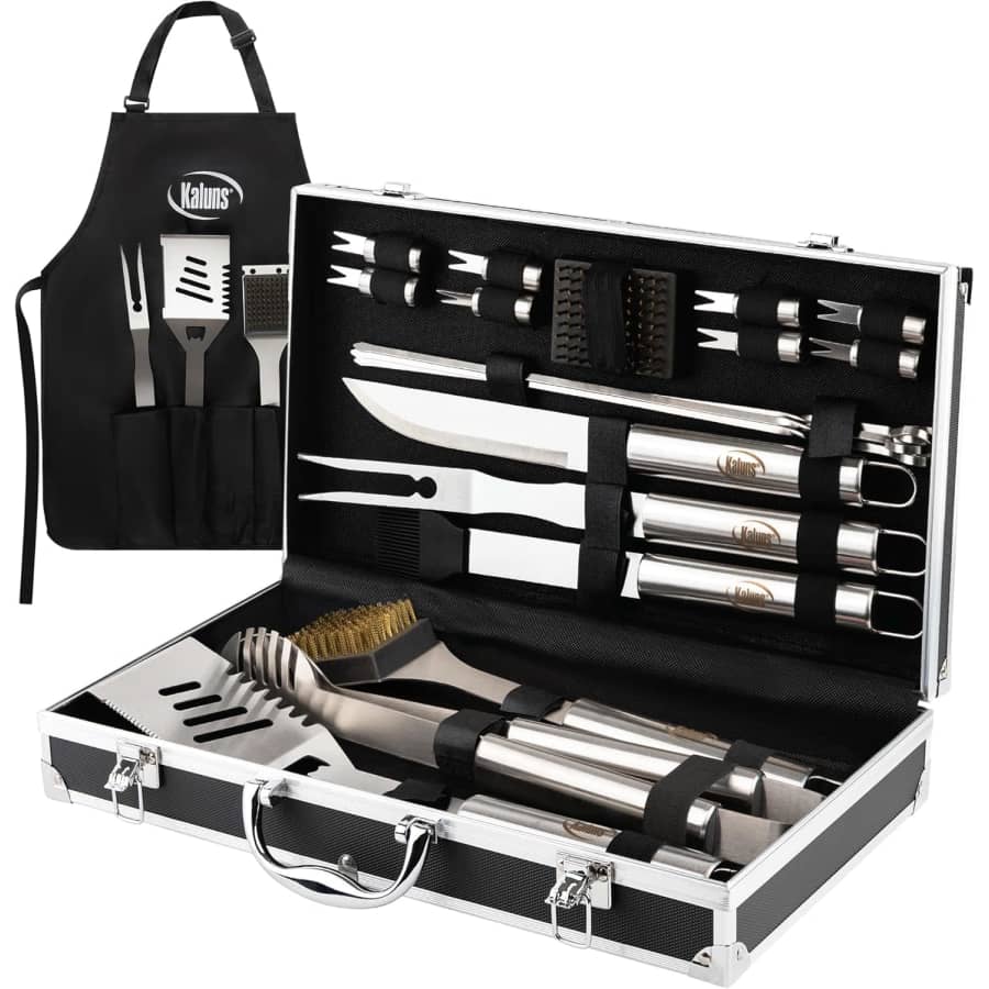 Kaluns 21-Piece BBQ Grill Tools Set with Storage Case: $30