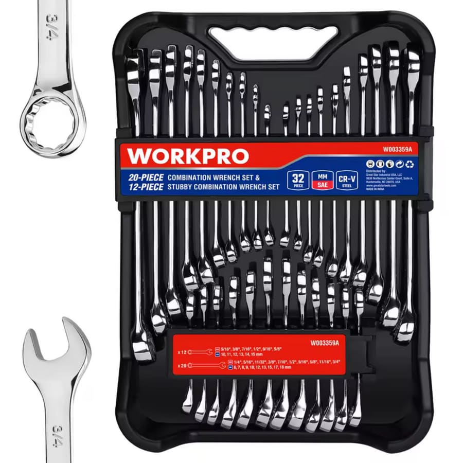 WorkPro 32-Piece SAE Combination Wrench Set: $31 WorkPro 32-Piece SAE Combination Wrench Set: $31