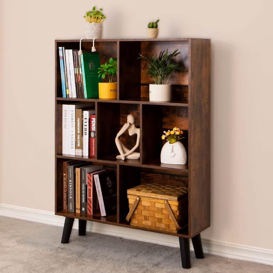 3-Tier Mid-Century Bookshelf with Legs: $56.98 3-Tier Mid-Century Bookshelf with Legs: $56.98
