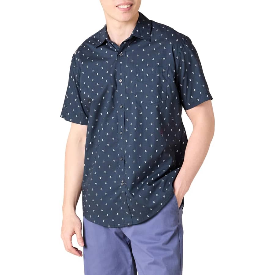 Amazon Essentials Men's Short-Sleeve Print Shirt: From $13 Amazon Essentials Men's Short-Sleeve Print Shirt: From $13