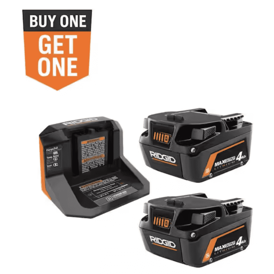 Ridgid 18V MAX Output Starter Kit with 2 4.0 Ah Batteries and Charger: $149 w/ free tool
