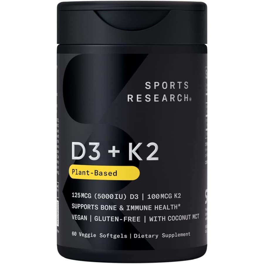 Sports Research Vegan D3 5000iu with Vitamin K2 100mg 60 Softgels: $12 w/ Subscribe & Save Sports Research Vegan D3 5000iu with Vitamin K2 100mg 60 Softgels: $12 w/ Subscribe & Save