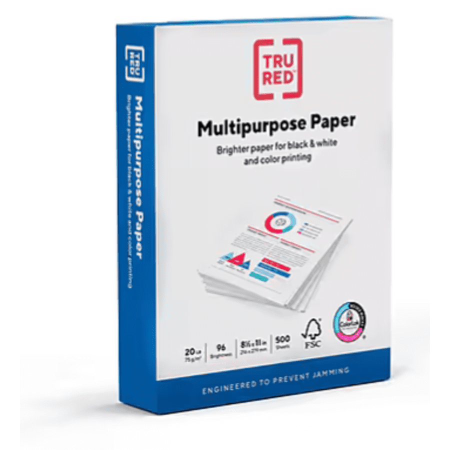 Tru Red 8.5" x 11" Multipurpose Paper 500-Sheet Ream: Free w/ printer purchase Tru Red 8.5" x 11" Multipurpose Paper 500-Sheet Ream: Free w/ printer purchase