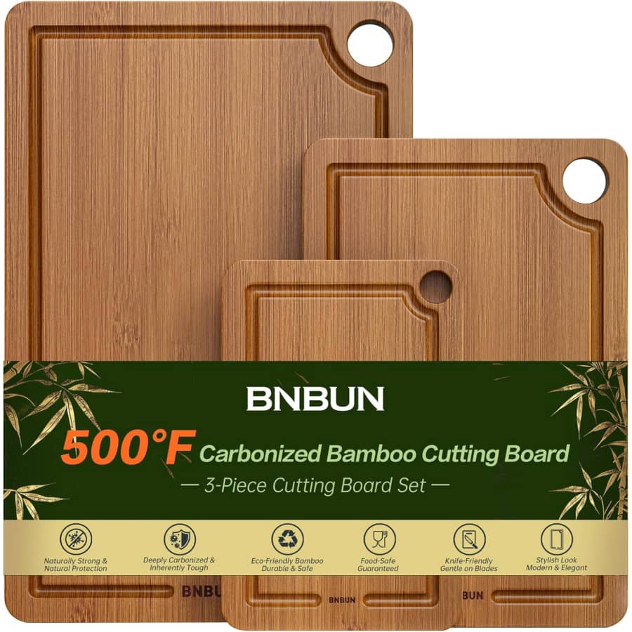 3-Piece Bamboo Cutting Board Set: $28