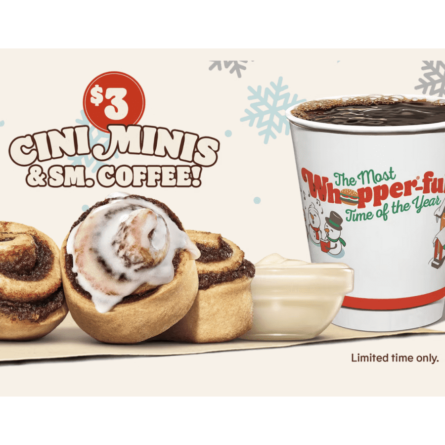 Burger King Mini Cinis 4ct w/ Small Coffee: $3 Burger King Mini Cinis 4ct w/ Small Coffee: $3