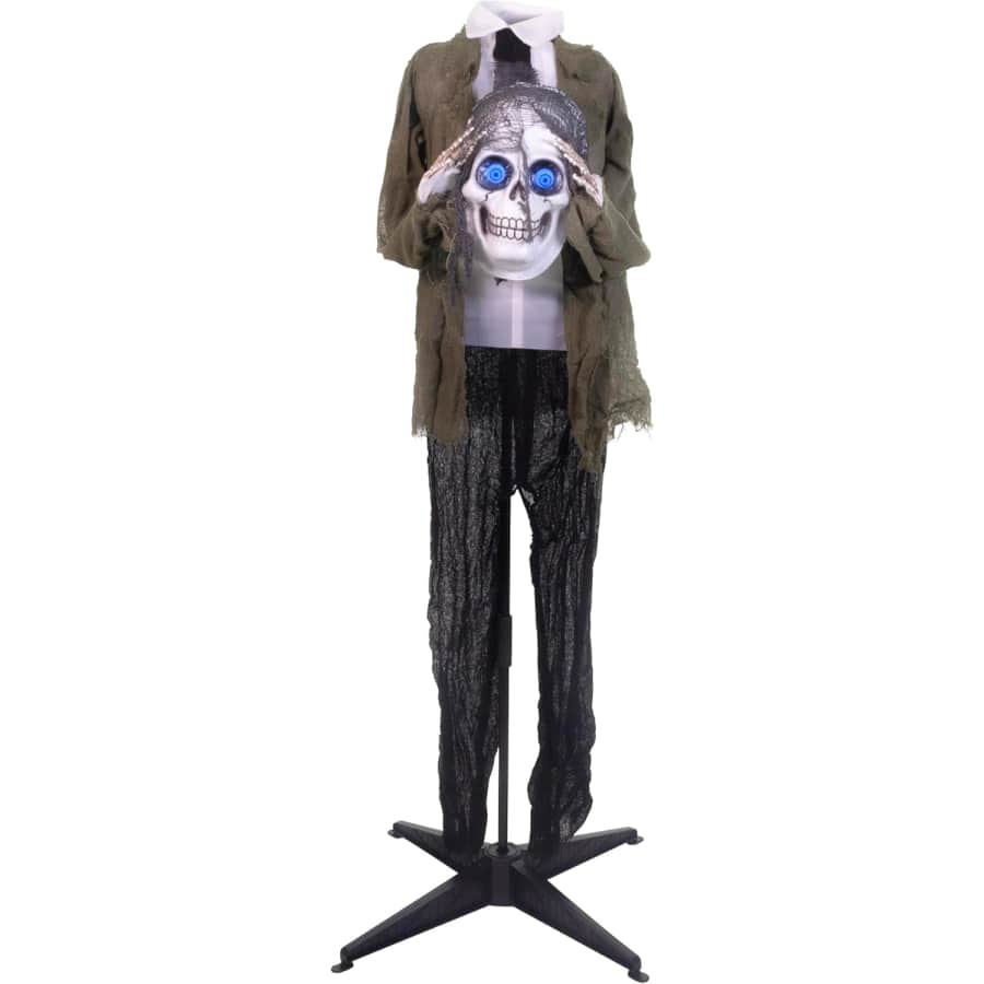 Haunted Hill Farm 53" Ghostly Skeleton Holding Head: $39.99 Haunted Hill Farm 53" Ghostly Skeleton Holding Head: $39.99