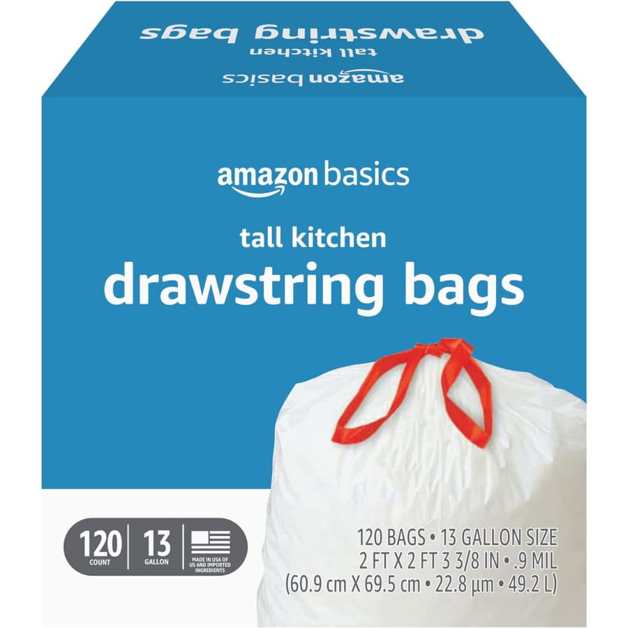 Amazon Basics 13-Gallon Tall Kitchen Drawstring Trash Bags 120-Pack: $18 via Sub & Save