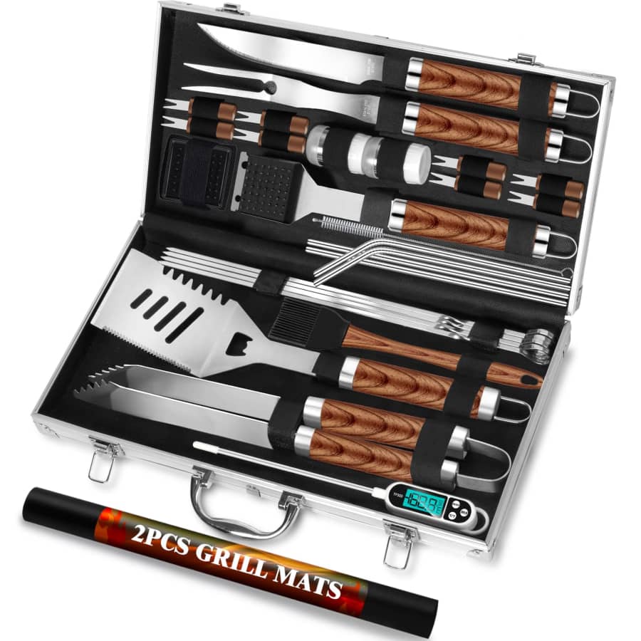 Romanticist 30-Piece Stainless Steel BBQ Tool Set: $28