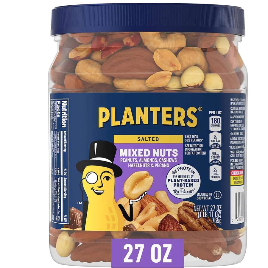 Planters 27-oz. Salted Mixed Nuts: $9.48 w/ Sub & Save Planters 27-oz. Salted Mixed Nuts: $9.48 w/ Sub & Save
