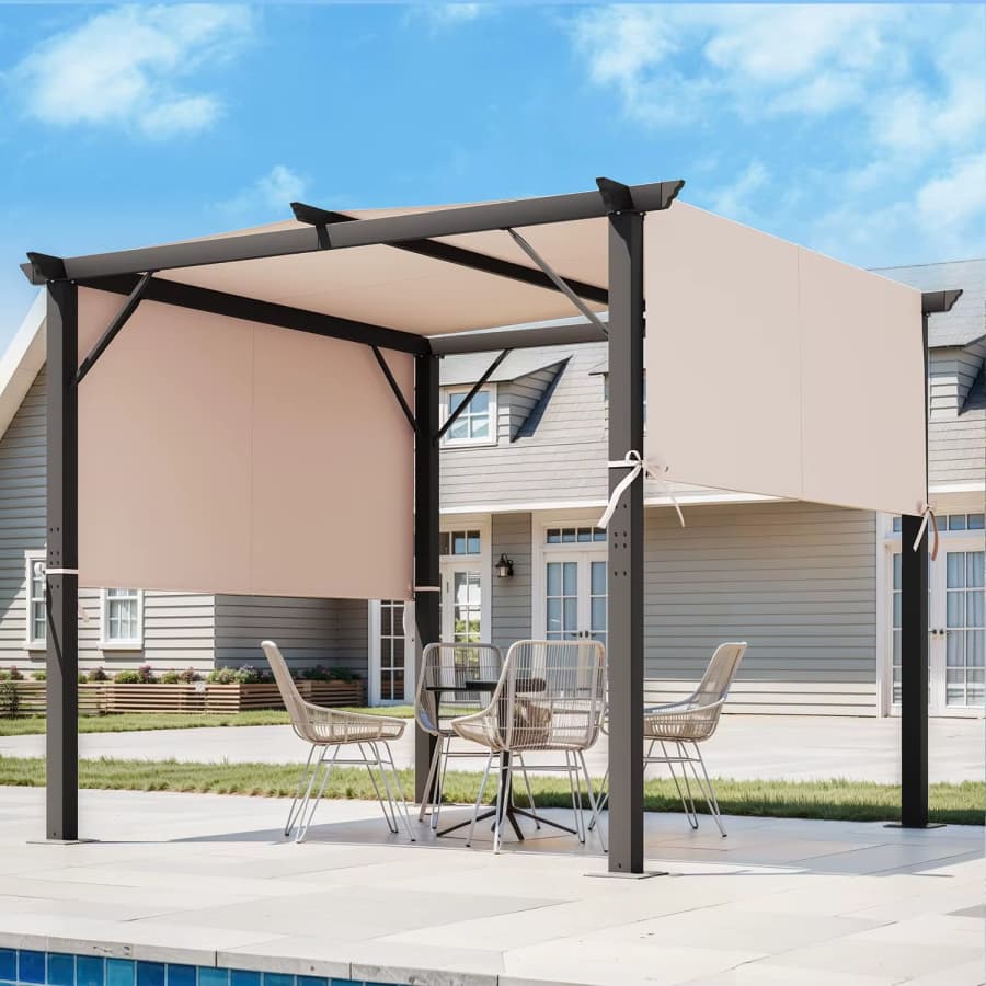 10x10-Foot Metal Pergola w/ Adjustable sides & Retractable Canopy: $166 10x10-Foot Metal Pergola w/ Adjustable sides & Retractable Canopy: $166