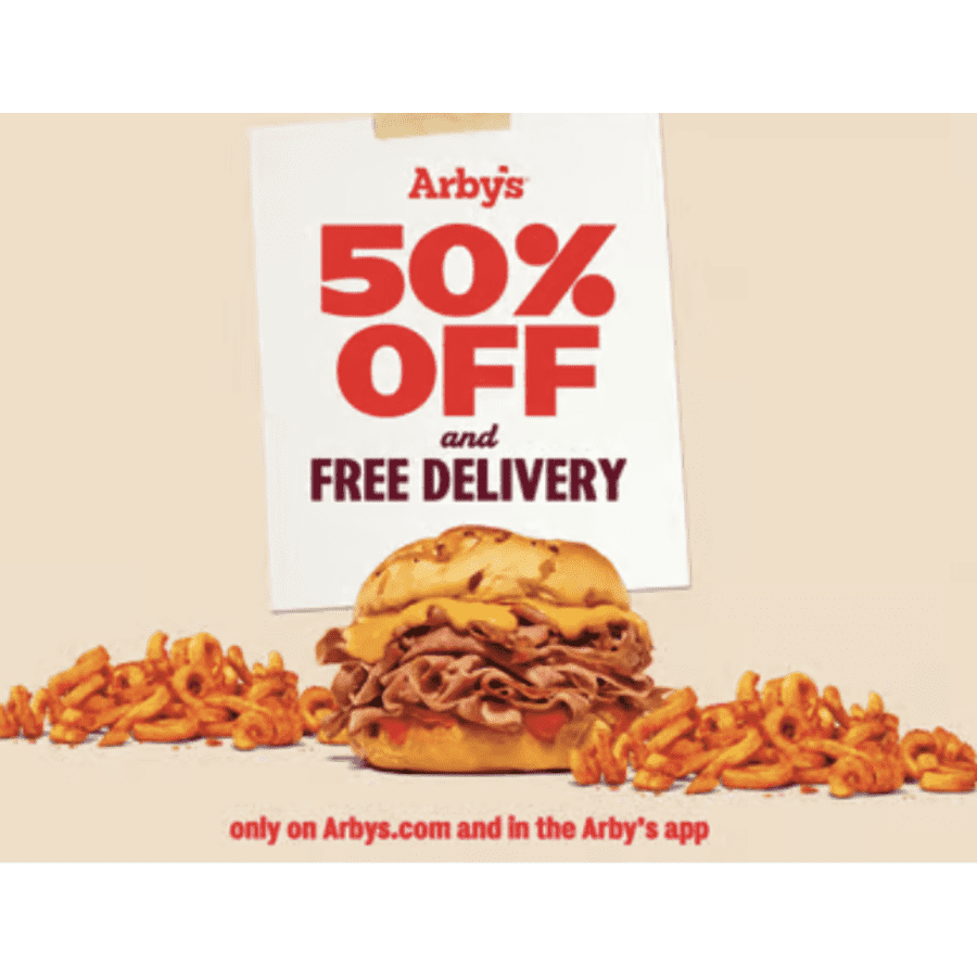 Arby's Offer: 50% off $15+ orders + free delivery