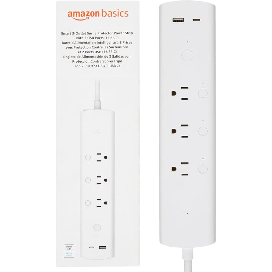 Amazon Basics Rectangle Smart Plug Power Strip w/ 2 USB Ports: $17 w/ Prime