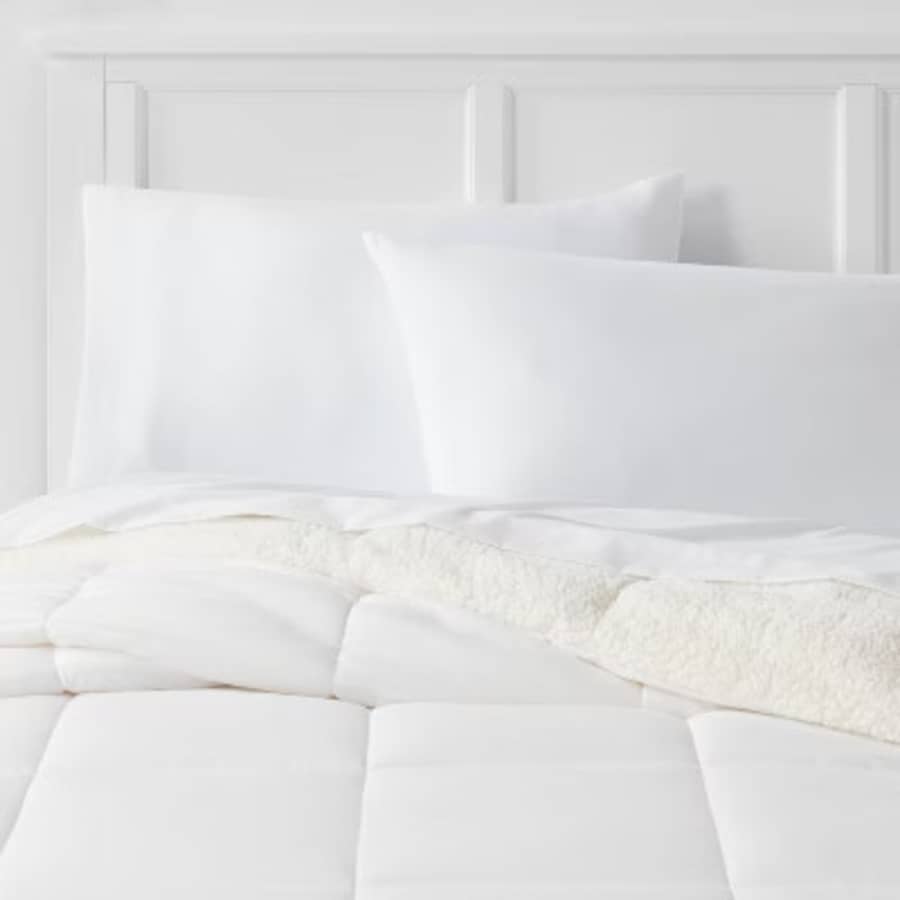 Room Essentials Queen Reversible Sherpa Comforter: $14.99