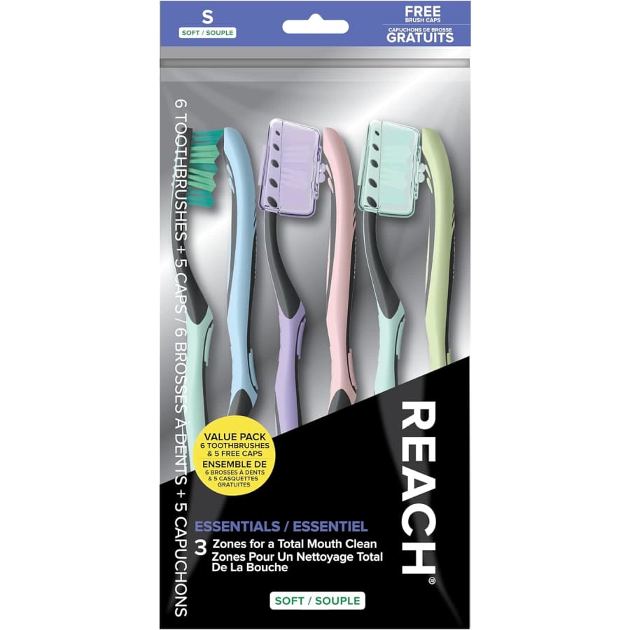 Reach Essentials Toothbrush & Brush Caps 6-Pack: $3.18 via Sub & Save Reach Essentials Toothbrush & Brush Caps 6-Pack: $3.18 via Sub & Save