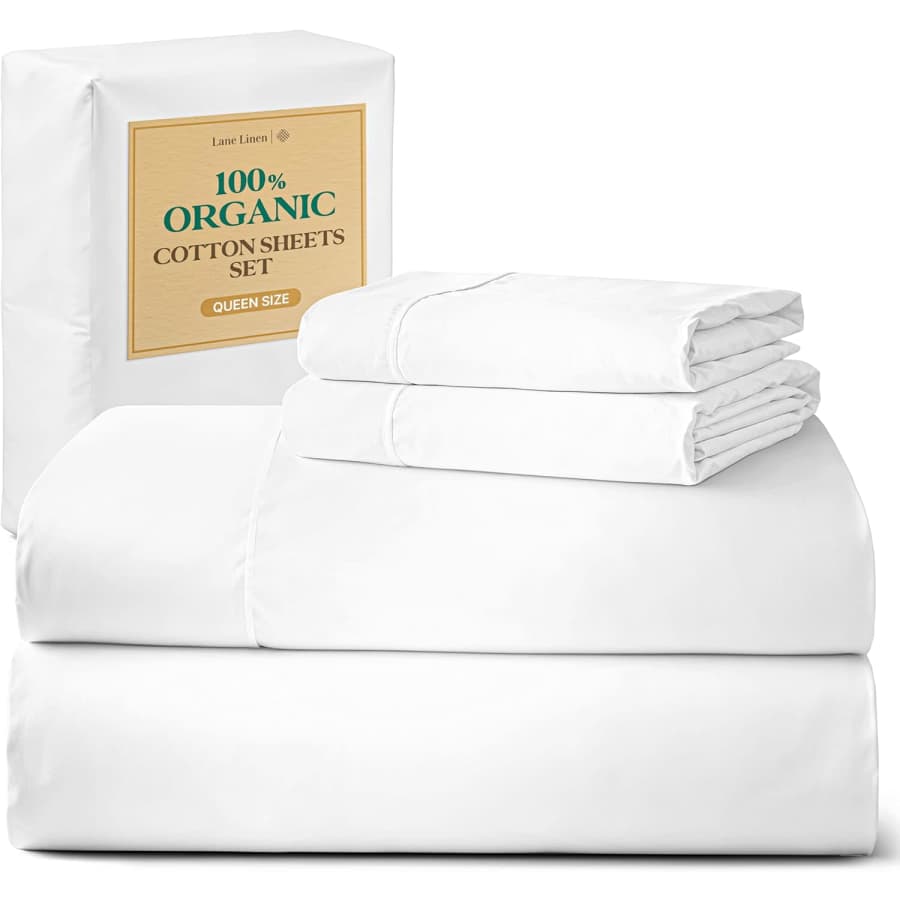 Lane Linen Organic Cotton 15" Pocket Queen Sheet Set: $28 Lane Linen Organic Cotton 15" Pocket Queen Sheet Set: $28