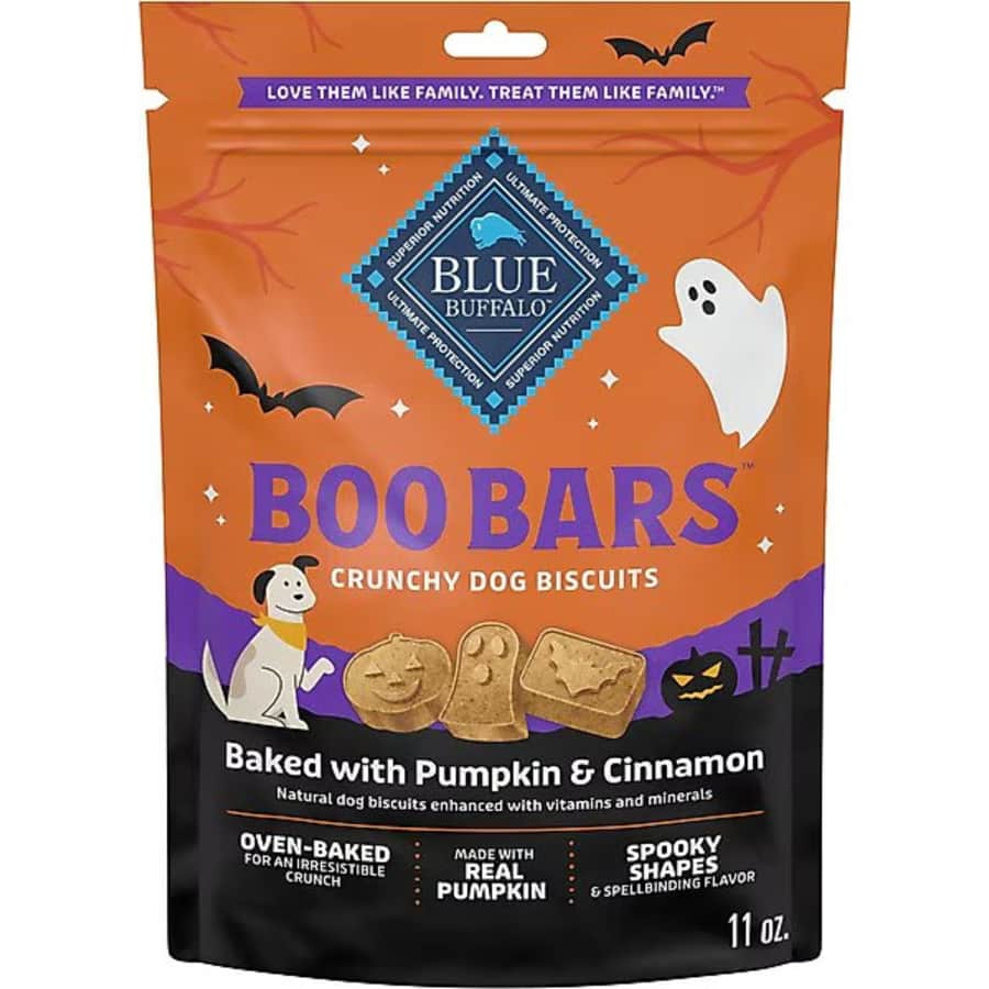 Blue Buffalo Boo Bars Pumpkin and Cinnamon Recipe Crunchy Halloween Dog Biscuits 11-oz. Bag: $4.97