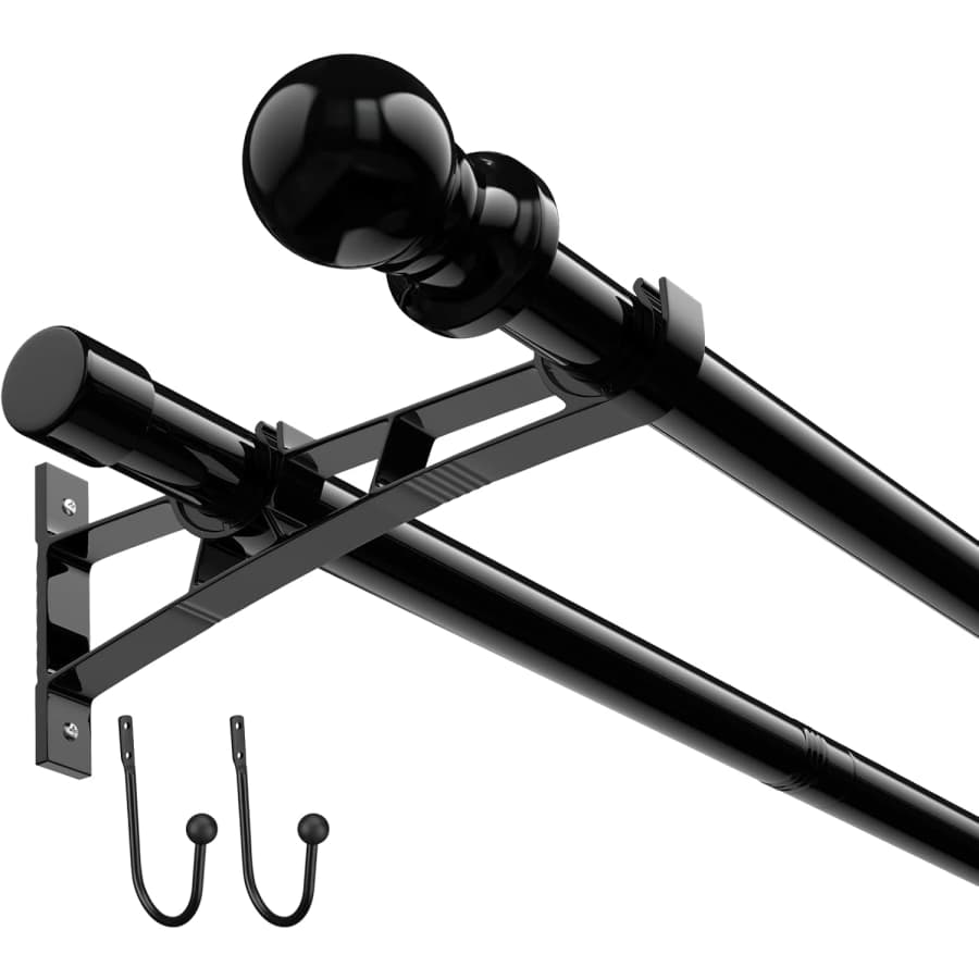 1" Double Curtain Rods for Windows 30" to 150": $18