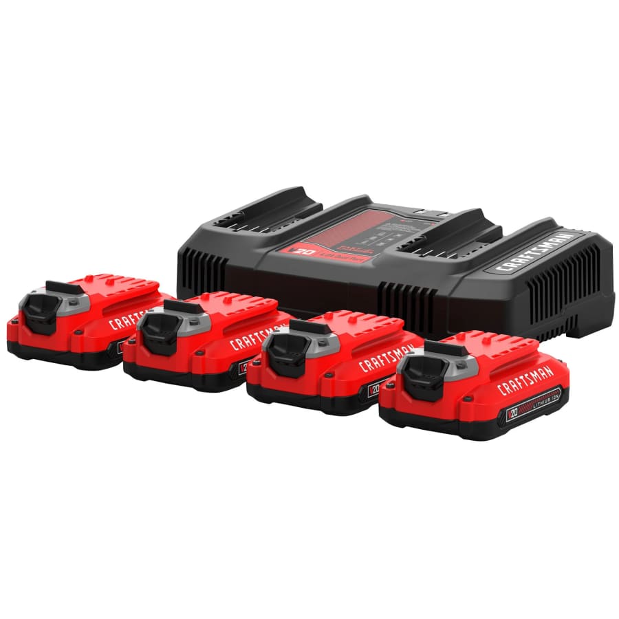 Craftsman V20 20-Volt Lithium-ion Battery 4-Pack and Charger: $79 Craftsman V20 20-Volt Lithium-ion Battery 4-Pack and Charger: $79