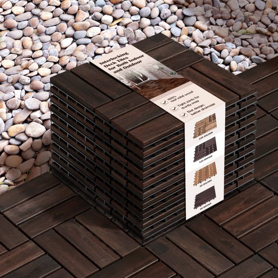 Waterproof Acacia Interlocking Deck Tile 10-Pack: $30.69 Waterproof Acacia Interlocking Deck Tile 10-Pack: $30.69