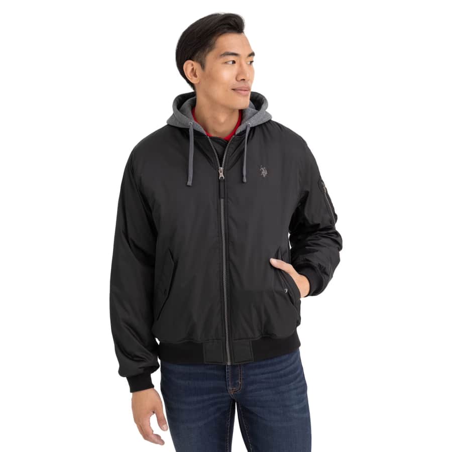U.S. Polo Assn. Men's Bomber Jacket w/ Hood: $14