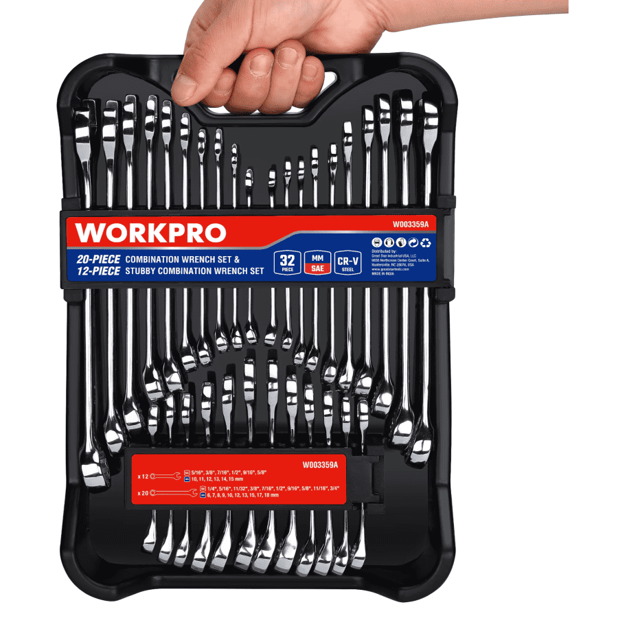 WorkPro 32-Piece SAE & Metric Combination Wrenches Set: $24 WorkPro 32-Piece SAE & Metric Combination Wrenches Set: $24