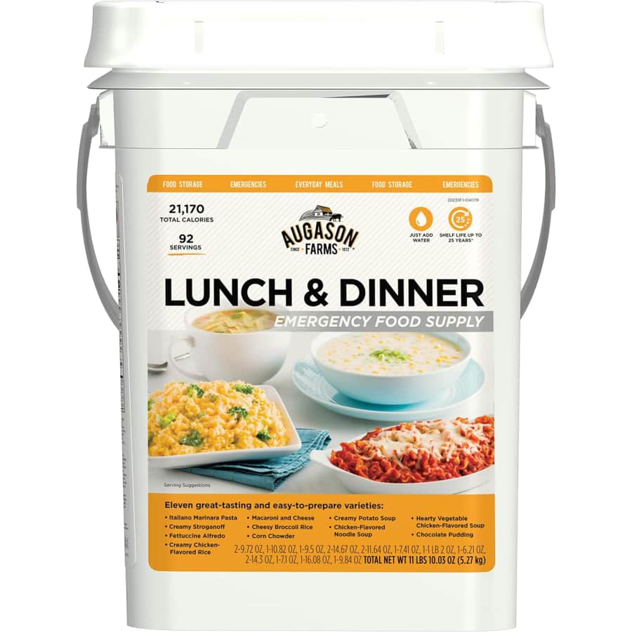 Augason Farms Lunch and Dinner Emergency Food Supply 4-Gallon Pail: $62.92